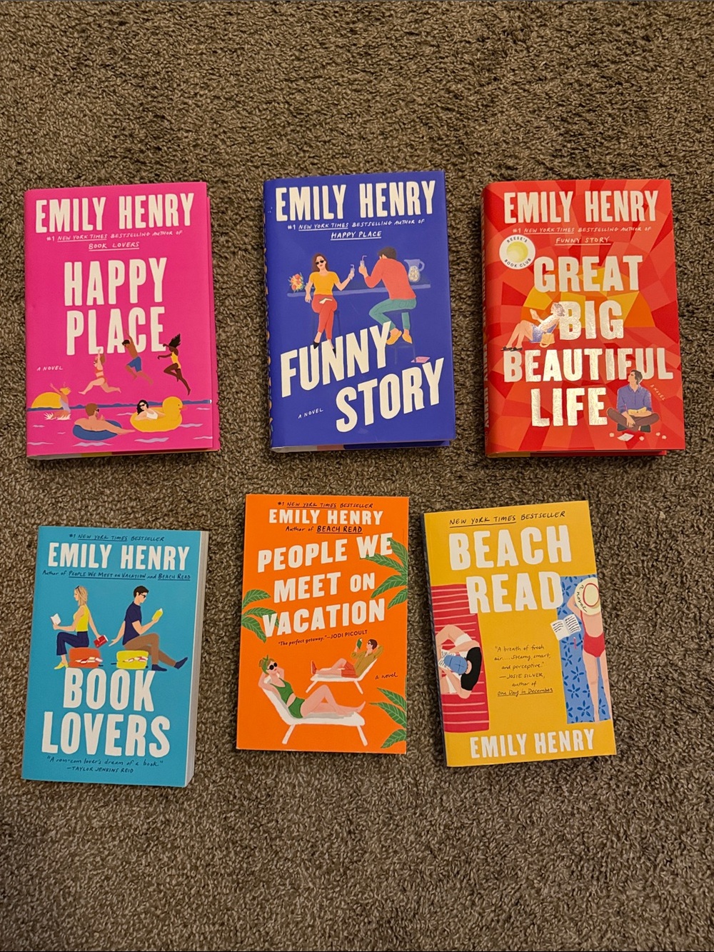 Emily Henry Paperback Book Set - Pink, Blue, Red, Teal, Orange, Yellow Covers